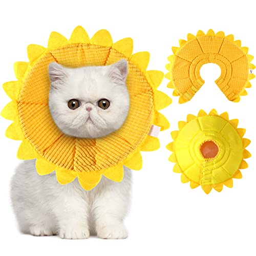 Sunflower Katzenhalsband aus Baumwolle, für Haustiere, Kegelhalsband, weich, verstellbare Verschlüsse, Kegel für Katzen, Katze, Anti-Kratz-Halsband für Katzen und Welpen, Haustierbedarf, Gelb (klein) von Sadnyy