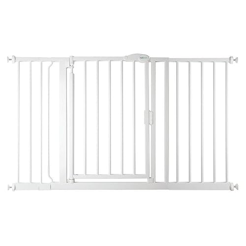 Safetots Druckmontage Selbstschließendes Treppengitter, 132.6cm - 139.6cm, Weiß, Automatisch Schließendes Babygitter, Sicherheitsbarriere für Kleinkinder, Einfache Installation von Safetots