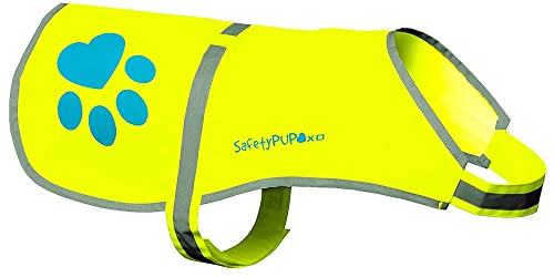 SafetyPUP XD Hund Warnweste, Größen passen Hunde 14 lbs bis 130 lbs Neon Gelb Mittel von SafetyPUP XD