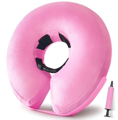 Aufblasbares Hundekegelhalsband, Kegel für Hunde, um das Lecken zu stoppen, Donut-Halsband nach Operationen, weiche Hundekegel-Alternative, Kegelhalsband für kleine, mittelgroße und große Hunde (Rosa Aufblasbares Hundekegelhalsband, Kegel für Hunde, um das Lecken zu stoppen, Donut-Halsband nach Operationen, weiche Hundekegel-Alternative, Kegelhalsband für kleine, mittelgroße und große Hunde (Rosa von Safiman