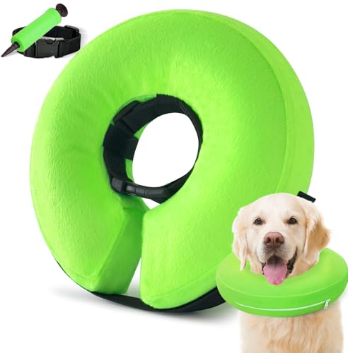 Aufblasbares Hundekegelhalsband, Kegel für Hunde, um das Lecken zu stoppen, Donut-Halsband nach Operationen, weiche Hundekegel-Alternative, Kegelhalsband für kleine, mittelgroße und große Hunde (Grün Aufblasbares Hundekegelhalsband, Kegel für Hunde, um das Lecken zu stoppen, Donut-Halsband nach Operationen, weiche Hundekegel-Alternative, Kegelhalsband für kleine, mittelgroße und große Hunde (Grün von Safiman