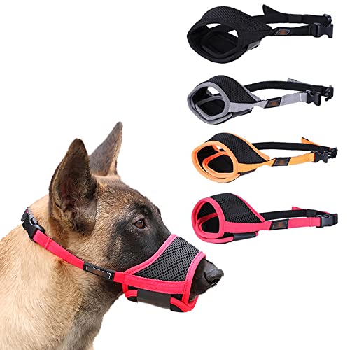 Hundemaulkorb, Hundemaulkorb zur Verhinderung von Beißen, Hundemaulkorb Atmungsaktives Mesh und strapazierfähiger Nylon-Hundemaulkorb mit Verstellbarer Schlaufe (Orange), XL von SagaSave