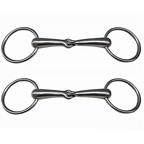 SagaSave 2 Stück Edelstahl-Trense, 127 mm Pferde-Kau-Hufeisen-Schlüsselanhänger, tragbare Pferde-Trense, Trensengebiss-Schlüsselanhänger, Pferd, lose ovale Öffnung, Reitzubehör von SagaSave