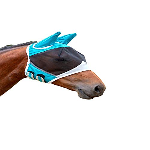 SagaSave Feinmaschige Fliegenmaske mit Ohren, Atmungsaktive Pferdemaske Anti Mücken Pferde Maske Durchscheinende Maske für Pferd von SagaSave