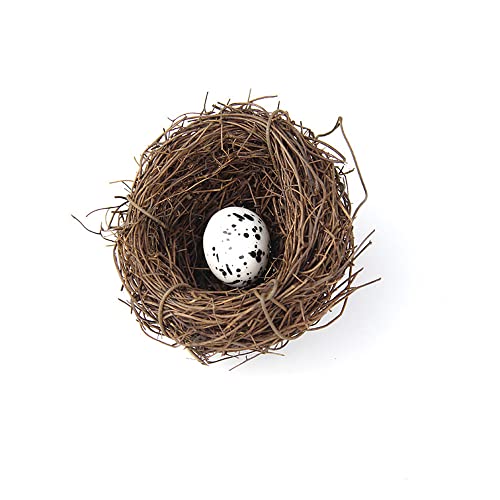 SagaSave Künstliches Vogelnest mit Künstlichem Ei Handgemachte Rattan Taube Vogelhaus Gefälschte Vogelnest Ornament Ostern Deko für Outdoor Garten Hochzeit von SagaSave