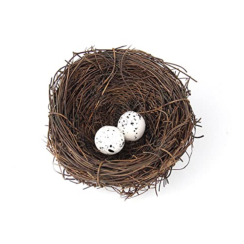 SagaSave Künstliches Vogelnest mit künstlichem Ei handgefertigt Rattan Taube Vogelhaus Gefälschte Vogelnest Ornament Ostern Deko für Outdoor Garten Hochzeit von SagaSave