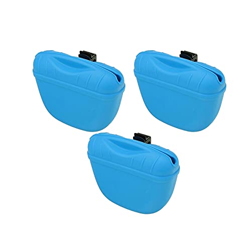 SagaSave Leckerli-Tasche für das Training aus Silikon, Magnetverschluss, Öffnung, tragbare Hundeleckerli-Tasche für Hundetraining, 3 Stück, blau von SagaSave