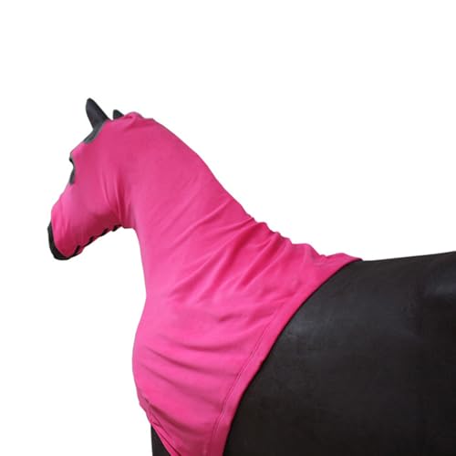 SagaSave Vollgesichtsschutz Kopfdeckel für Pferde, Weiche Fleece-Pferdehaube mit Reißverschluss und Schnalle Winter Wärmejacke (Rosa, XL) von SagaSave