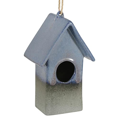 Sagebrook Home Vogelhaus aus Keramik, 25,4 cm, zweifarbig, Blau von Sagebrook Home
