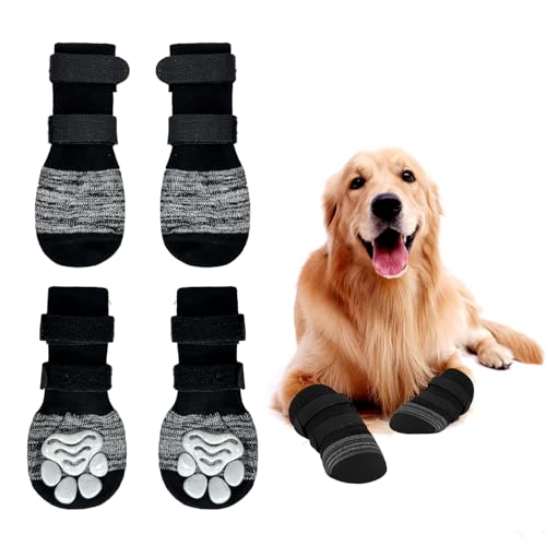 4 x Hundestiefel für verletzte Pfoten, Hundesocken gegen Lecken, rutschfest und langlebig, um Krallenverschleiß zu verhindern, geeignet für Hartholzböden, Spaziergänge im Innenbereich, Größe L 4 x Hundestiefel für verletzte Pfoten, Hundesocken gegen Lecken, rutschfest und langlebig, um Krallenverschleiß zu verhindern, geeignet für Hartholzböden, Spaziergänge im Innenbereich, Größe L von SahCognitual