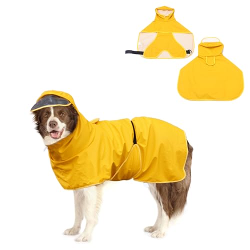 Hunde-Regenmantel, wasserdicht, leicht, Haustier-Regenjacke, Welpenkleidung, verstellbar, wasserdicht, Hundemantel, Regenmantel für große Hunde, Gelb, 6XL Hunde-Regenmantel, wasserdicht, leicht, Haustier-Regenjacke, Welpenkleidung, verstellbar, wasserdicht, Hundemantel, Regenmantel für große Hunde, Gelb, 6XL von SahCognitual