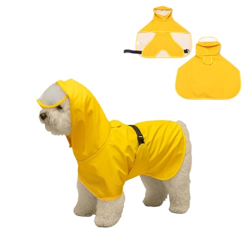 Hunde-Regenmantel, wasserdicht, leicht, Haustier-Regenjacke, Welpenkleidung, verstellbar, wasserdicht, Hundemantel, Regenmantel für mittelgroße Hunde (Gelb, 4XL) von SahCognitual