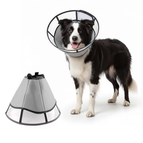 Hundekegel, Hundekegel nach Operationen, weich, Genesungshalsbänder für Hunde, Kegel für Hunde verhindern Lecken, verstellbares Halsband für Haustiere (Grau, M, 20,3–30,5 cm) von SahCognitual