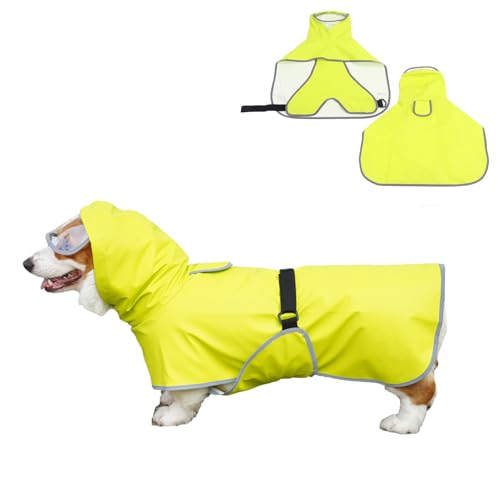 Regenmäntel für Hunde, wasserdicht, leicht, Haustier-Regenjacke, Welpenkleidung, verstellbarer, wasserdichter Hundemantel, Regenmantel mit reflektierendem Riemen für mittelgroße Hunde Regenmäntel für Hunde, wasserdicht, leicht, Haustier-Regenjacke, Welpenkleidung, verstellbarer, wasserdichter Hundemantel, Regenmantel mit reflektierendem Riemen für mittelgroße Hunde von SahCognitual