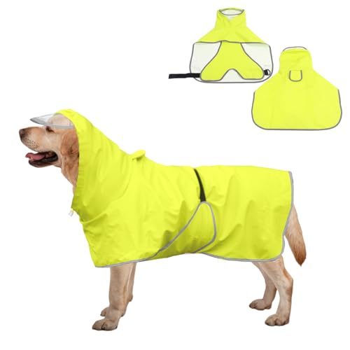 Regenmäntel für Hunde, wasserdicht, leicht, Haustier-Regenjacke, Welpenkleidung, verstellbarer, wasserdichter Hundemantel, Regenmantel mit reflektierendem Riemen für mittelgroße Hunde von SahCognitual