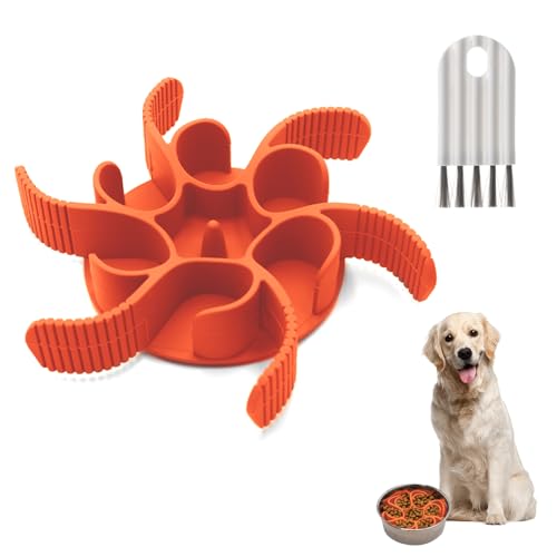 Slow Feeder Hundenapf Einfügung,Anti Schling Napf Hund,Verlangsamen Sie die Fressgeschwindigkeit von Katzen und Hunden,Interessanter Interaktiver Futternapf Hund（Orange） von SahCognitual
