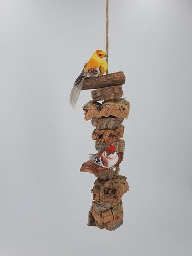 Vogelschaukel Naturkork 2X Knabberseil ca. 40 cm Spielzeig für Vögel und Nager von Sahawa