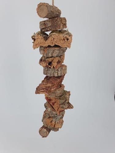 Vogelschaukel Naturkork 3X Knabberseil ca. 40 cm Spielzeig für Vögel und Nager von Sahawa
