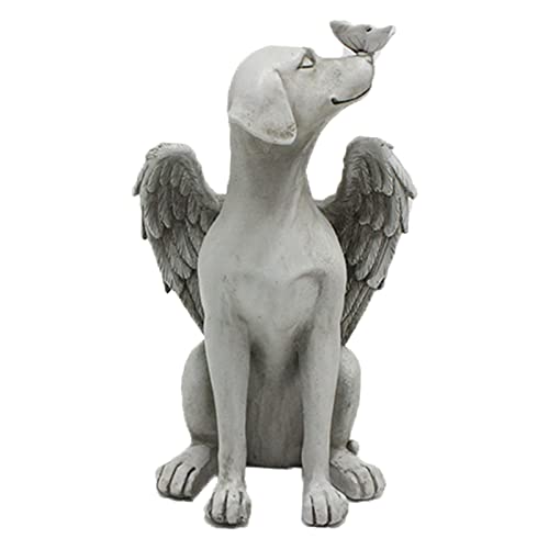 Sahgsa Engel-Hunde-Gedenkstatue, Hunde-Gedenkstein, Hunde-Gedenkfigur mit Schmetterling – Hundestatue, Haustier-Gedenkgeschenke von Sahgsa