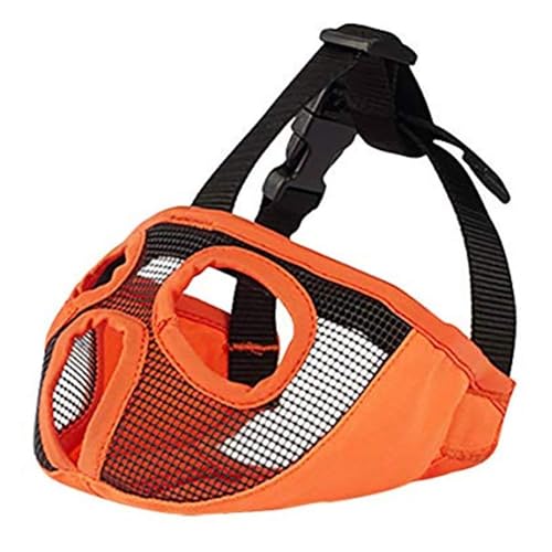 SaiDuoDuo Kurzer Schnauze Hundemaulkorb, Comfort Secure Anti-Barking Hundemaulkorb, Verstellbarer atmungsaktiver Mesh Bulldogge Maulkorb,Orange,L von SaiDuoDuo