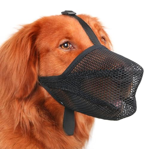 SaiDuoDuo Soft Mesh Hundemaulkorb, Hundemaulkörbe, um Beißen und Bellen zu verhindern, Atmungsaktive Mesh Hundemaulkorb mit verstellbarem Riemen,Schwarz,M von SaiDuoDuo