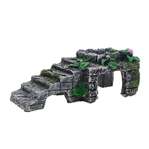 Dunkelgrau-grüne Schildkröten-Plattform aus Kunstharz, Schildkrötenklettersteine mit Stufen, Dekoration von Saim