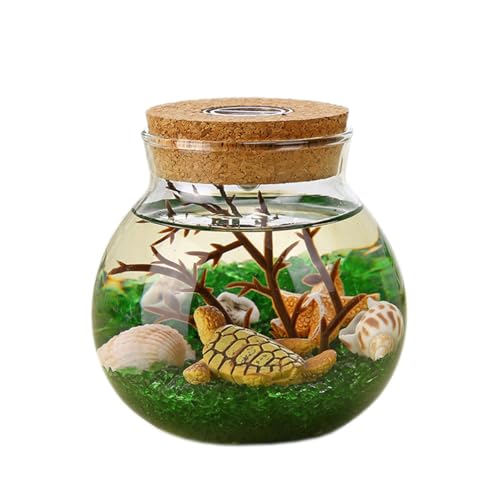 Saim Glas-Terrarium mit LED-Licht und Korkdeckel, transparent, Tisch-Glas-Pflanzgefäß für Sukkulenten, Hydrokulturpflanzen, Luftpflanzen, DIY-Wasserpflanzen, Heimbüro-Dekoration, Basteln von Saim
