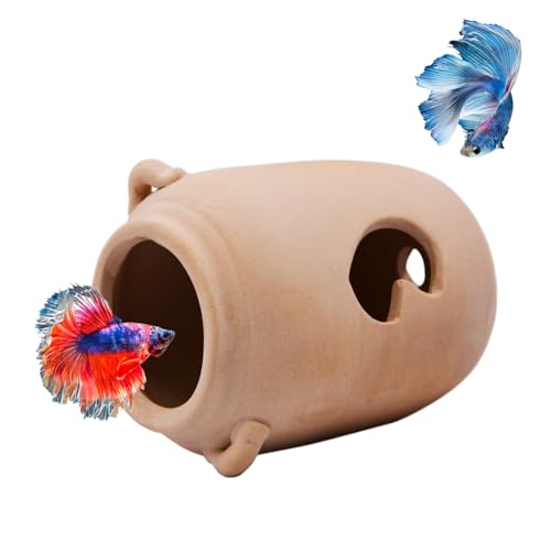 Saim Große Keramik-Glashöhle, Aquarium-Dekoration, Betta-Zubehör, für Garnelen, Buntbarsche, Zucht, kleine Fischschale, Versteck, Dekoration, Betta-Spielzeug, Versteck Saim Große Keramik-Glashöhle, Aquarium-Dekoration, Betta-Zubehör, für Garnelen, Buntbarsche, Zucht, kleine Fischschale, Versteck, Dekoration, Betta-Spielzeug, Versteck von Saim
