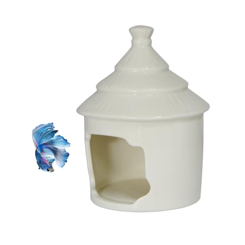 Saim Niedliche Aquarium-Dekoration, Keramik-Pagode, Haus, thematisches Betta-Zubehör, Dekoration, Versteck für Fische zum Spielen oder Verstecken, Weiß Saim Niedliche Aquarium-Dekoration, Keramik-Pagode, Haus, thematisches Betta-Zubehör, Dekoration, Versteck für Fische zum Spielen oder Verstecken, Weiß von Saim