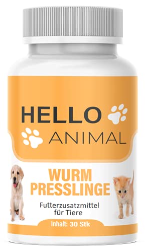 HelloAnimal® Wurm Presslinge Kur für Tiere wie Katzen, Hunde, Kaninchen und Geflügel - vor, während und nach Befall, natürliches Mittel für Magen und Darm bei WURMBEFALL von Hello Animal