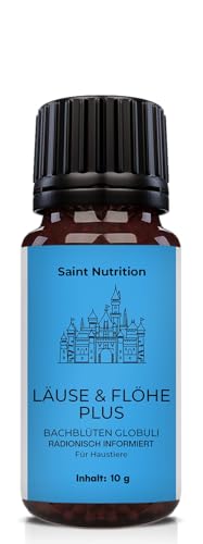 Saint Nutrition® LÄUSE & FLÖHE Plus Kügelchen als Unterstützung beim Laus & Floh Befall, für Katzen und Hunde - die natürliche Alternative - pflanzliches Mittel & Hausmittel mit Bachblüten | 10g von Saint Nutrition