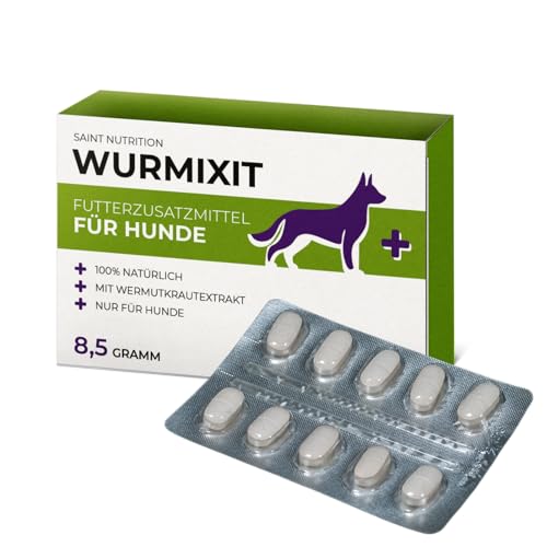 Saint Nutrition® WURMIXIT – Wermutkraut Extrakt Hund – Natürliche Kräuterformel für Hunde - Wurmkur Alternative - Ergänzungsfuttermittel für eine optimale Unterstützung - ohne künstliche Zusätze von Saint Nutrition