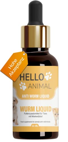 NEU: HelloAnimal® Wurm Liquid vegan für Tiere wie Hunde, Katzen, Kaninchen, & Geflügel - natürliches Mittel aus Kräutern für Magen und Darm bei WURMBEFALL - 50 ML von Hello Animal