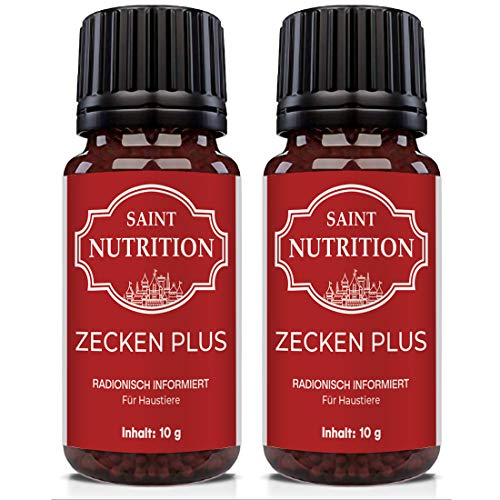 Saint Nutrition® Zecken Plus Globuli für Hunde & Katzen - zum entfernen das Mittel gegen Befall, 10g (2 Stück) von Saint Nutrition