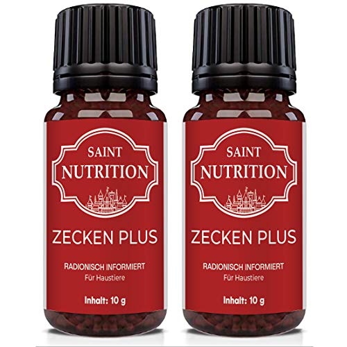 Saint Nutrition® Zecken Plus Globuli für Hunde & Katzen - zum entfernen das Mittel gegen Befall, 10g (2 Stück) von Saint Nutrition