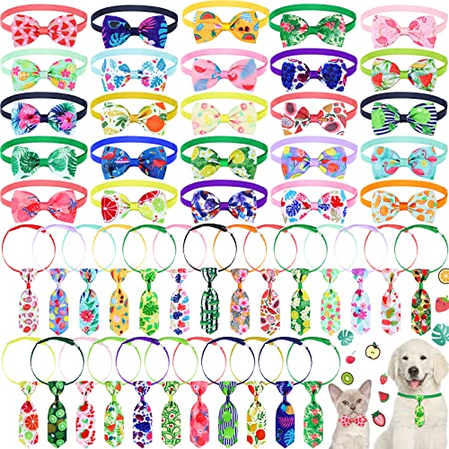 50 Stück Hunde-Fliege Halsband Set beinhaltet 25 Hunde Krawatten und 25 Hunde Fliegen Verstellbare Hunde Fliegen Krawatten Halsbänder für Hunde Katzen Dekoration von Saintrygo