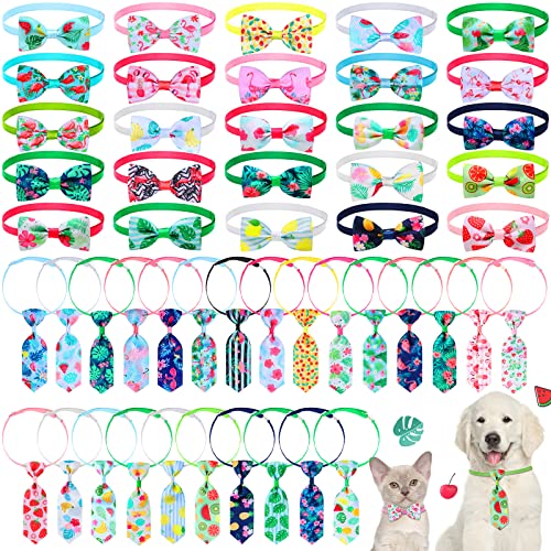 50-teiliges Hundehalsband mit Fliege und 25 Hunde-Fliegen, verstellbare Hunde-Fliegen, Krawatten für Hunde und Katzen, Dekoration (frisches Muster) von Saintrygo
