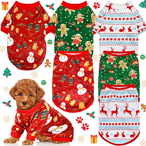 6-teiliges Weihnachts-Hunde-Shirt, Weste, weich, atmungsaktiv, Haustierkleidung, Weihnachtsfest, Hundebekleidung, Schneemann, bedruckt, Haustier-Shirts für kleine mittelgroße Hunde, Cosplay (klein) von Saintrygo