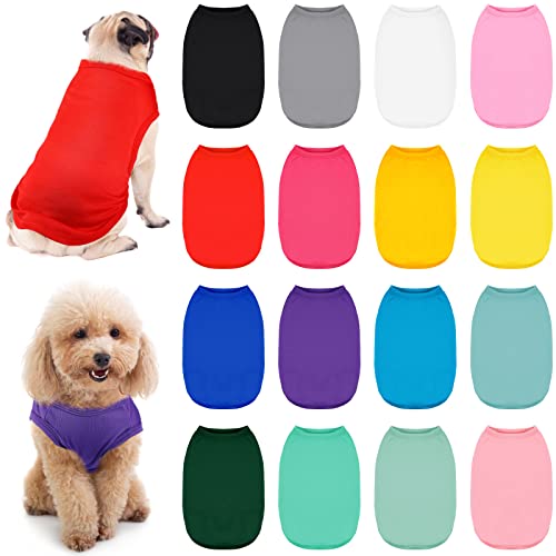 Hunde-Shirts, weich, atmungsaktiv, Polyester, einfarbig, für Hunde, Katzen, Welpen, Haustiere, Größe M, 16 Stück von Saintrygo