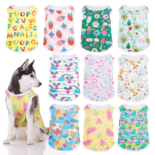 Saintrygo 10 Stück schöne Welpen-Shirts, bedruckt, Hundekleidung, atmungsaktiv, Haustier-Cartoon-Hunde-Shirt, Kleidung für Hunde, Welpen, Katzen, Größe XL von Saintrygo