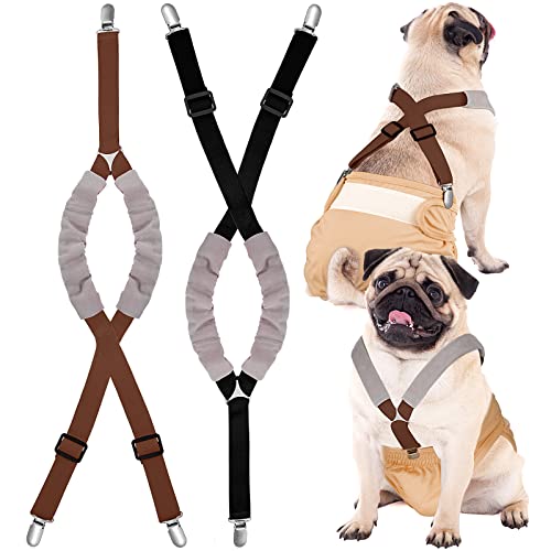 Saintrygo Hunde-Hosenträger für Windeln, für Hündinnen und Rüden, Hundegeschirr, hält Windel an deinem Haustier, für kleine, mittelgroße und große Hunde, 2 Stück, schwarz und braun, Größe S von Saintrygo