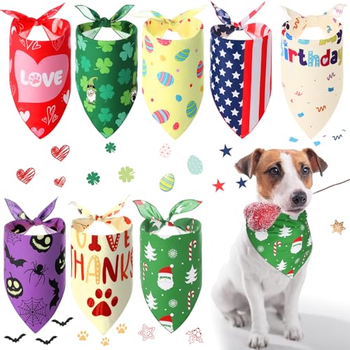 Saintrygo Hundehalstücher für den Urlaub, Geburtstag, Erntedankfest, verstellbar, Haustier-Halstuch für kleine, mittelgroße Hunde und Katzen, klassisch, 8 Stück von Saintrygo