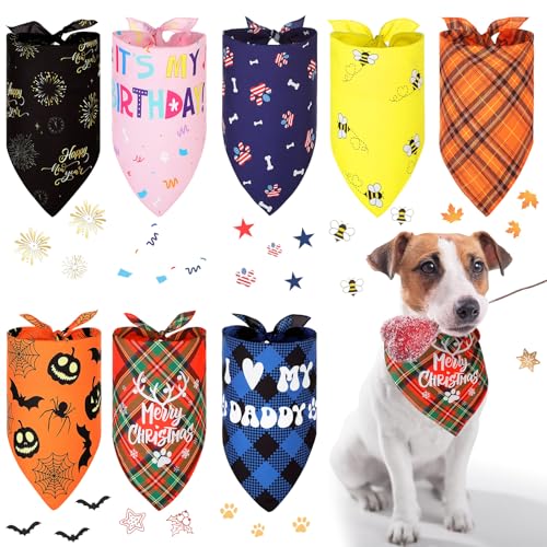 Saintrygo Hundehalstücher für den Urlaub, verstellbar, für kleine, mittelgroße Hunde, Katzen, Kostüm, klassisch, 8 Stück von Saintrygo