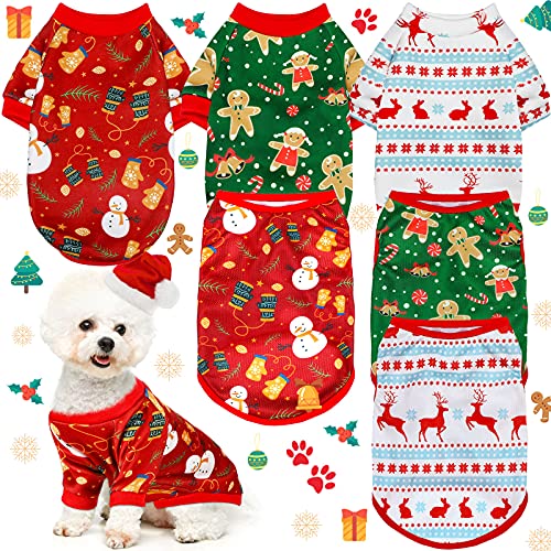 Weihnachts-Hunde-Shirt, Weste, weich, atmungsaktiv, Haustierkleidung, Weihnachts-/Urlaubsbekleidung, Schneemann, bedruckt, Haustier-Shirts für kleine und mittelgroße Hunde, Cosplay (groß) von Saintrygo