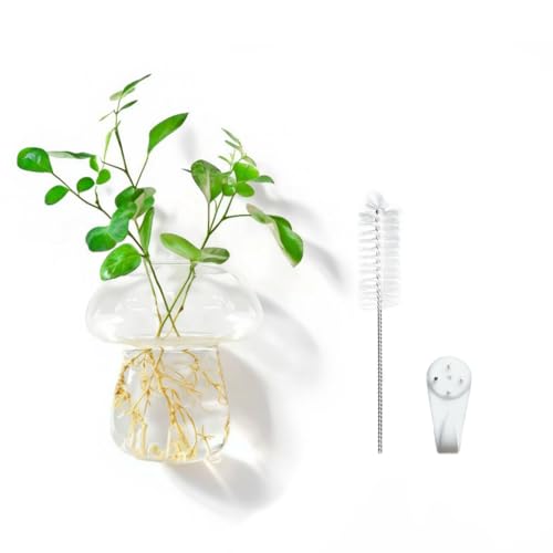 Saiwithend Pilzvase zum Aufhängen, kleine Pflanzen-Anzuchtstationen, niedlicher Pilz-Glas-Pflanzgefäß, Terrarium, Hydrokultur-Blumenhalter für elegante Heimdekoration, Geschenke, transparent, 1 Stück Saiwithend Pilzvase zum Aufhängen, kleine Pflanzen-Anzuchtstationen, niedlicher Pilz-Glas-Pflanzgefäß, Terrarium, Hydrokultur-Blumenhalter für elegante Heimdekoration, Geschenke, transparent, 1 Stück von Saiwithend