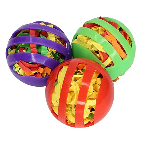 Vogelspielzeug aus Kunststoff mit buntem Papier, 3-teiliges Set, Papageienspielzeug, geruchsfrei, winziges Trainingsspielzeug für Vögel, Haustier-Trainingsspielzeug für Vögel, Papageien von Saiyana