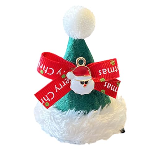 Weihnachtsmannmütze, Kopfbedeckung, Lametta-Haarspange, Weihnachts-Entenschnabel-Clip, Kopfbedeckung mit Lametta, Tüll, Kegel, Hut, Cartoon, Foto-Requisiten, Weihnachts-Haarschmuck für Damen von Saiyana