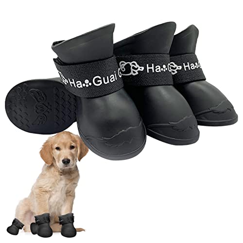 Sakamura Hundeschuhe aus Gummi - 2 Paar weiche, Bequeme Regenschuhe für Hunde,Langlebiger und Flexibler Schutz für kleine, mittelgroße Hunde, Welpen, regnerisch, verschneit, kalter Tag von Sakamura
