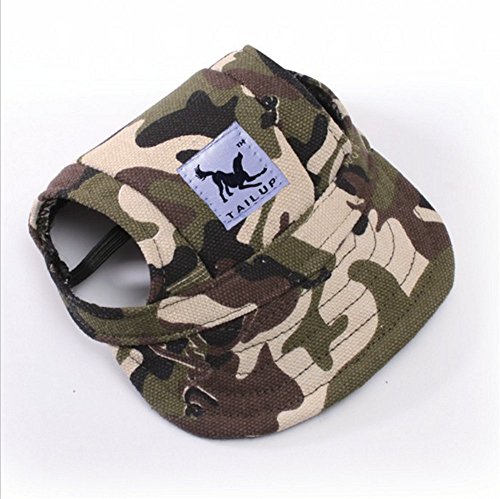 Creatwls Baseballmütze für kleine Hunde, Camouflage-Stil, atmungsaktives Oxford-Gewebe, Sonnenmütze für Haustiere, Zubehör für Sport, mit Ohrlöchern von Sakioo