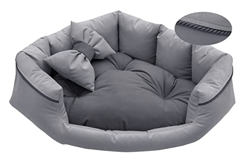 Salla Bett für Hunde & Katzen, Eckbett, Waschbares Hundebett, Kuschelbett für Haustiere, Flauschig & Kuschlig, Kuschelkörbchen mit Kissen, Katzenbett mit Kissen in Schleifenform, Grau, 50x50 cm Salla Bett für Hunde & Katzen, Eckbett, Waschbares Hundebett, Kuschelbett für Haustiere, Flauschig & Kuschlig, Kuschelkörbchen mit Kissen, Katzenbett mit Kissen in Schleifenform, Grau, 50x50 cm von Salla